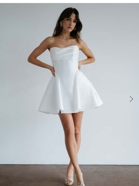 Jenny Yoo Micah Dress - Strapless White Fit-and-Flare Mini Dress